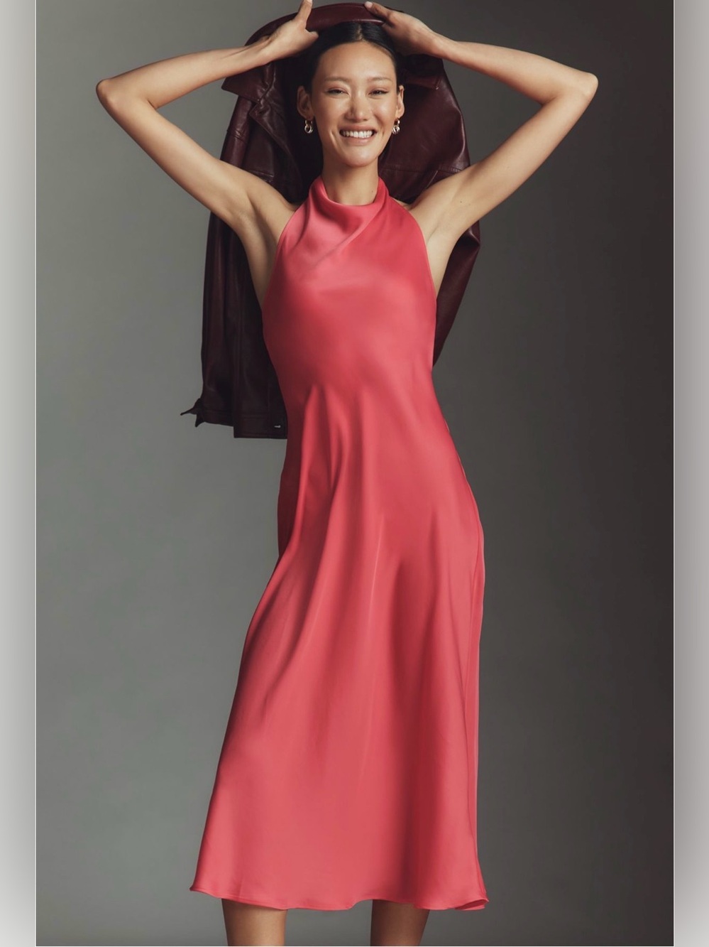 Maeve Coral Halter Midi Dress
